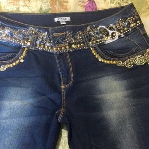 STYLE Gold stud embellished sparkle party jeans - SHIPPING $4.99